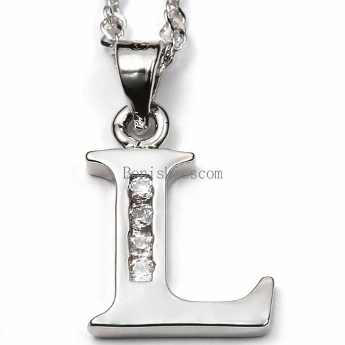 Silver Tone Alphabet Initial Letter Charm Pendant Necklace Birthday Gift ( A-Z)