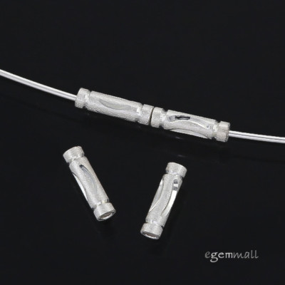 10-Pack Sterling Silver Stardust Finish Tube Spacer Beads - 2x8mm, #51127 6 thumbnail image