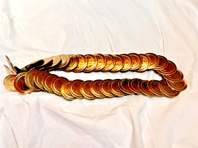 Vintage? Metal Coin Belt‎ Elastic Stretch Vintage Metal Coin Elastic Belt, 90s Gold and Silver Tone  main image 2