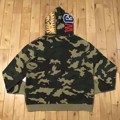 BAPE Shark full zip hoodie woodland camo a bathing ape NIGO Green