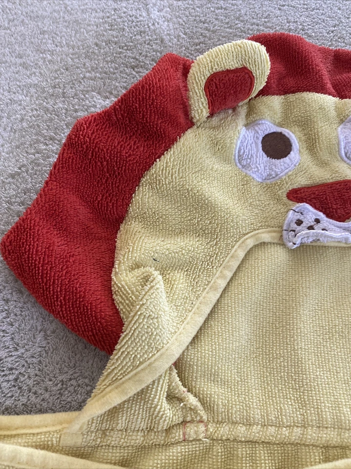 Toalla grande Circo amarillo león melena roja con capucha microfibra baño piscina niño pequeño Foto 3 de 4