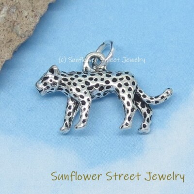 Silver Leopard Charm Pendant Silver Plated 04046-P Jaguar 3-D