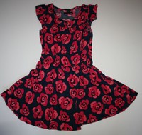 Gap Outlet Dress Size S 6-7 Years Navy With Floral Rose Pattern