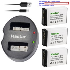 Kastar Battery Dual USB Charger for Canon LP-E17 LPE17 Canon EOS 800D Rebel SL2