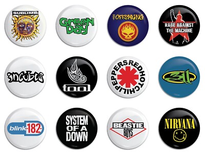Rock Alternative 90s Bands Set 1 Sublime Red Hot System Blink Tool Rage Beastie
