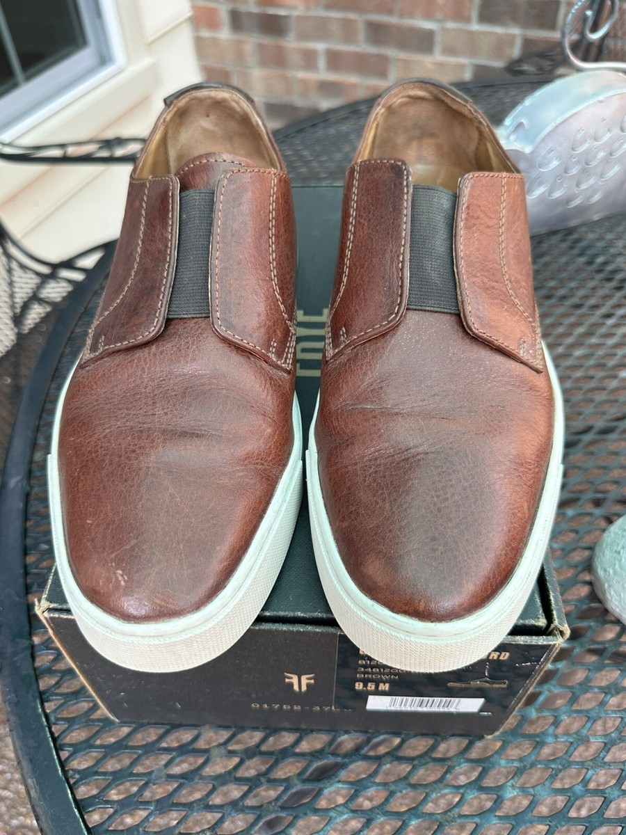 FRYE Mens Brown Gabe Gore Oxford Leather Casual Slip On 