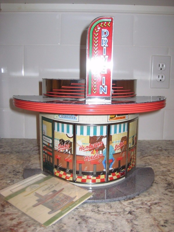 NEW HALLMARK KIDDIE CAR CORNER DRIVE IN WITH BILLBOARD,MENU STAND,TRASH CAN & NE