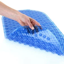 Mildew Resistant Bath Safety Mat with Suction Cups: Blue Non-Slip Bathtub Mat