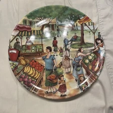 Made In Italy Plate Platter Dish Outdoor Farm Market Scene Effetti D'Arte 11 in 