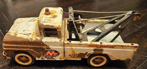 Vintage 1962 Tonka White #518 Wrecker Tow Truck Pressed Steel 14.5” long