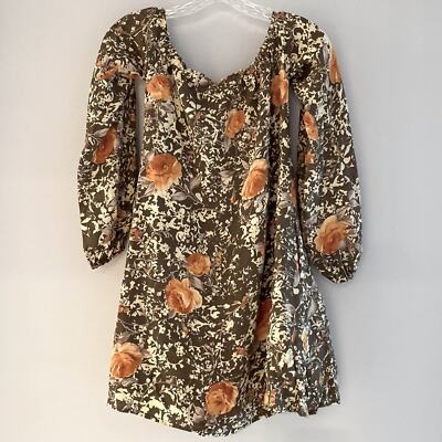 - For Love and Lemons off shoulder mini dress orange brown contemporary  print XS | eBay