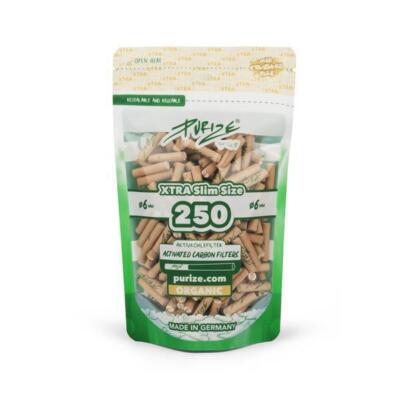 250 PURIZE Aktivkohlefilter XTRA Slim ORGANIC Filter Pfeifenfilter Kohlefilter