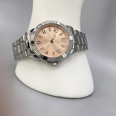 Diamond watch-Rose Gold/Silver tone Watch with 12 Diamond Accent Avon Womens Genuine 12 Diamond Accent Watch Silvertone $90  main image 2