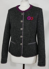 Women's elegant wool jacket blazer gray classy modern chic with wool size 38 TOP!