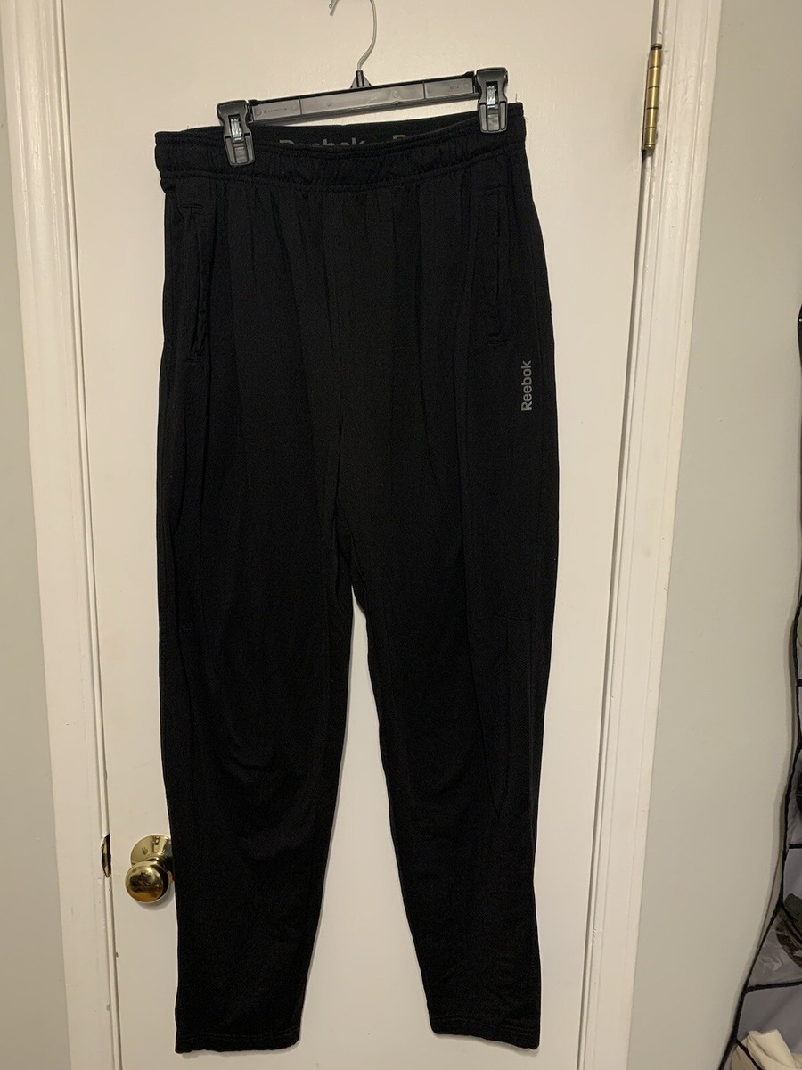 Reebok Sweatpants Mens Medium Black Straight Fleece Lined