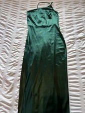 Hunter Green High Slit Satin Women’s Midi Dress