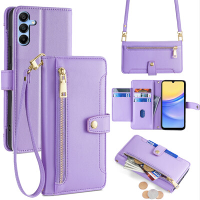 Crossbody Zipper Leather Wallet Case For Samsung Galaxy A56/A36/A25/A16/A15/A14