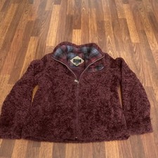 Pendleton Womens Jacket Full Zip Burgundy Faux Fur Full Zip RN 23328 Side Small