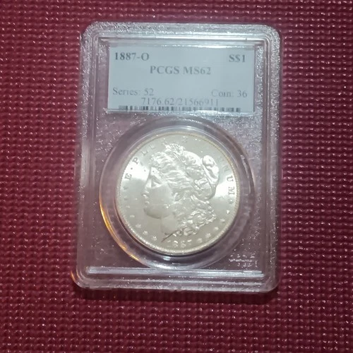 1887-O Morgan Silver Dollar $1 90% Silver PCGS MS62