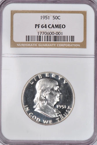 1951 Franklin Half Dollar Proof NGC PF 64 CAMEO PR 64 CAM Old Holder Coin 50C