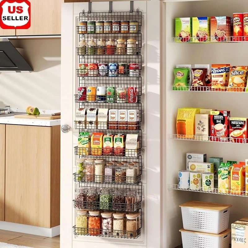 9-Tier Spice Rack Organizer with Door Hook Wall Mount and Extra Large Capacity