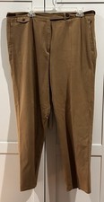 Ralph Lauren VTG Leather Buckle Straight Leg Tan Trousers Size 16