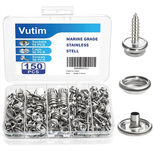 150 PCS Canvas Snap Fastener Tool Set, Vutim Marine-Grade 3/8" silver