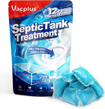 Septic Tank Treatment 12 Pcs for 1-Year Supply, Dissolvable Packs with Easy Oper