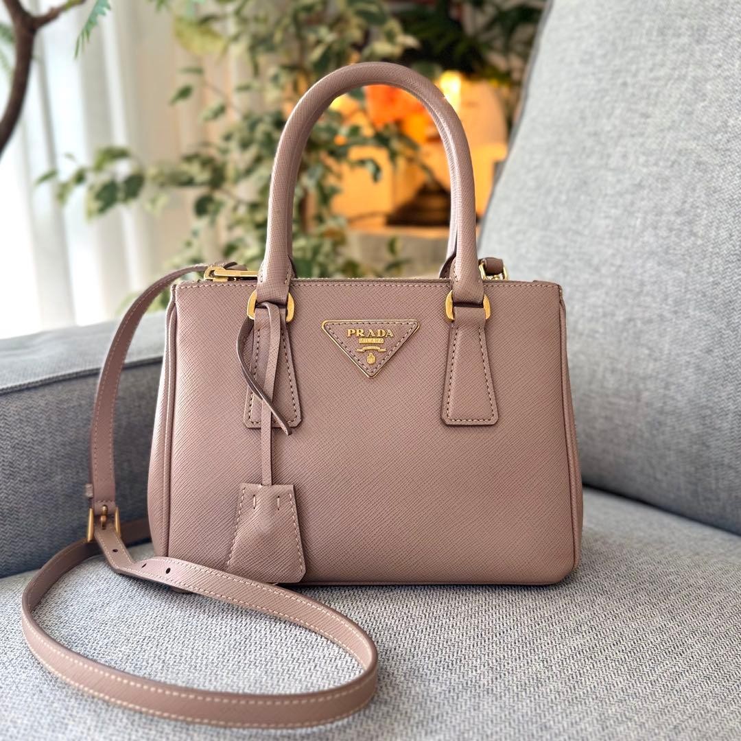PRADA Prada Galleria Mini Handbag 2WAY Shoulder Cipria