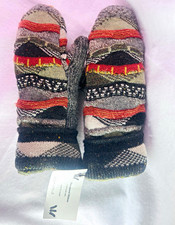 Women&rsquo;s Multicolor Striped Wool Knit Lined Faux Fur Mittens Wrist One Size