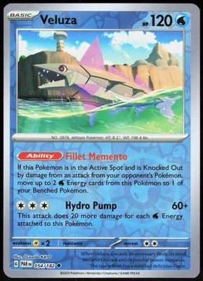 Paradox Rift Veluza 054/182 Uncommon Pokemon Reverse Holo NM/M