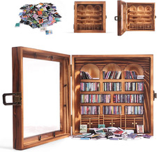 Mini Bookshelf Pine Wood Miniature Library Decor for Book Lovers Home Office