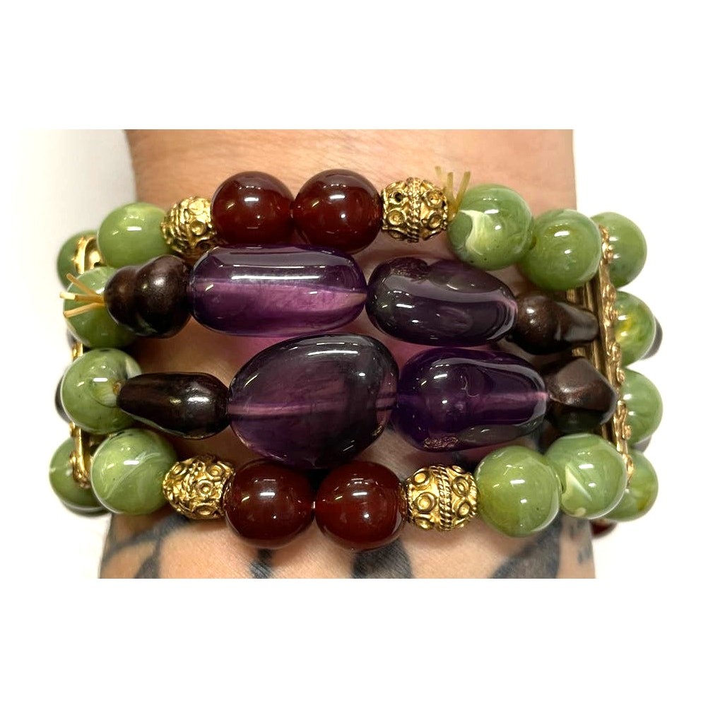 Quad Layered Jadeite Multi Colored Earthling Bead… - image 4