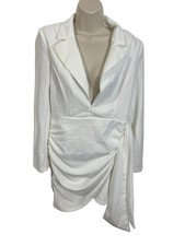 SHEIN BAE Women's Size Large White Dress with Side Tie Deep V-Neck