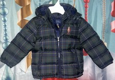 Polo Ralph Lauren Toddler Boy's 4 Puffer Down Bear Plaid Tartan Jacket New 215