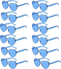 Heart Shaped Sunglasses Women Blue Frame Blue Lenses Party Favor Fashion Eyewear