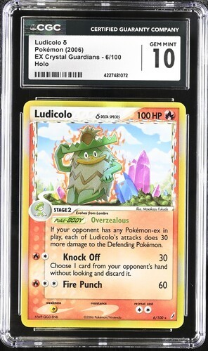 ✨✨ CGC 10 LUDICOLO Delta 6/108 REVERSE FOIL 2006 POKEMON EX CRYSTAL GUARDIANS