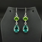 Paraiba Tourmaline Gemstone 925 sterling silver handmade Earrings 1.90"