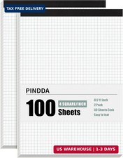 Graph Paper Pad 8.5x11, 2 Pack, 4x4 Blueprint Grid Rule Graph Paper Pad 30 Shee