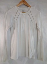 Lucky in Love White Long Sleeve Mesh 1/4 Zip Tennis Top Women's Size M 8-10 