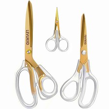 All Purpose Scissors Titanium Coated Blades Ergonomic Gold Handle 3 Pack Craft H