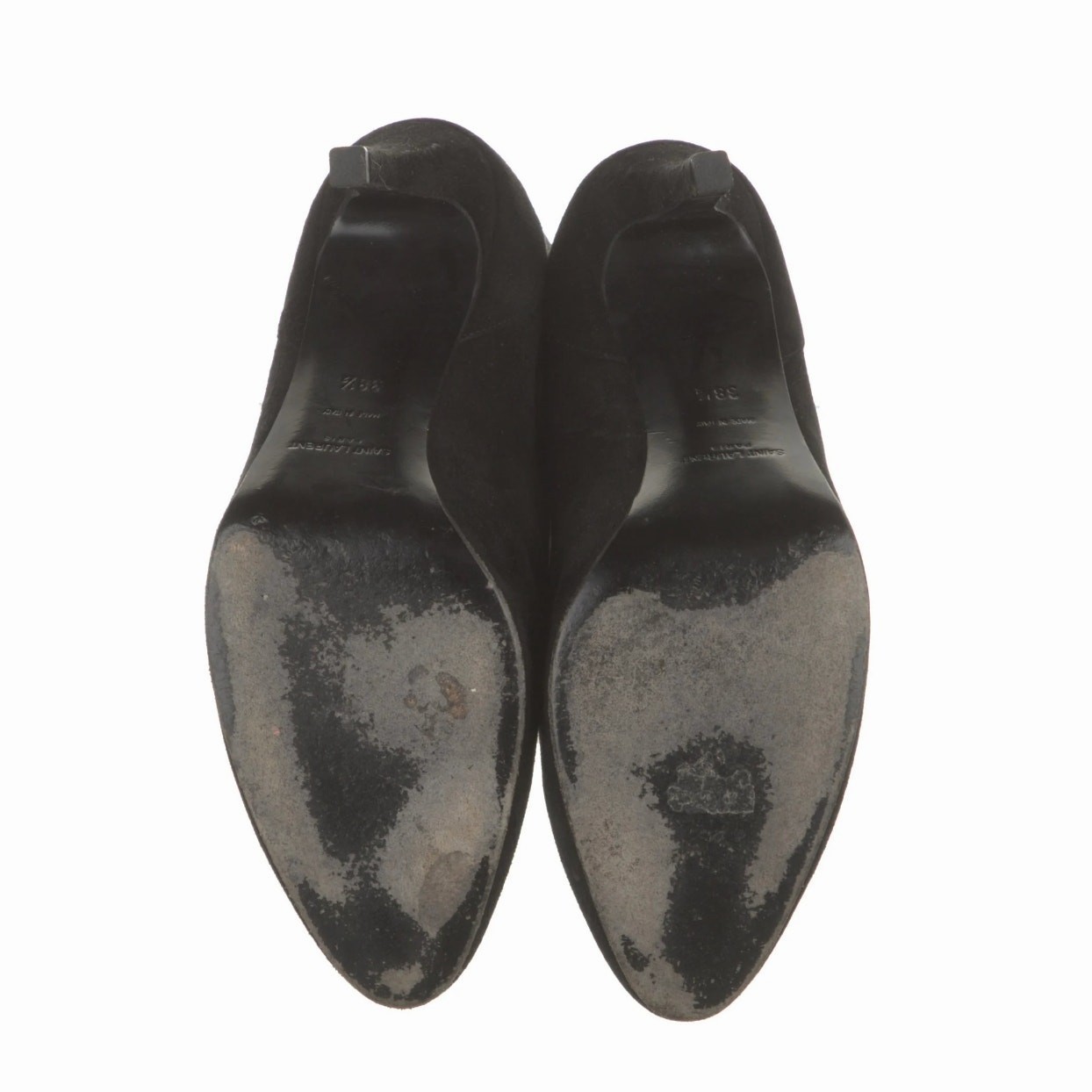 Stivali YSL Saint Laurent 8 Debbie 100 doppia catena alla caviglia neri scamosciati 38 5