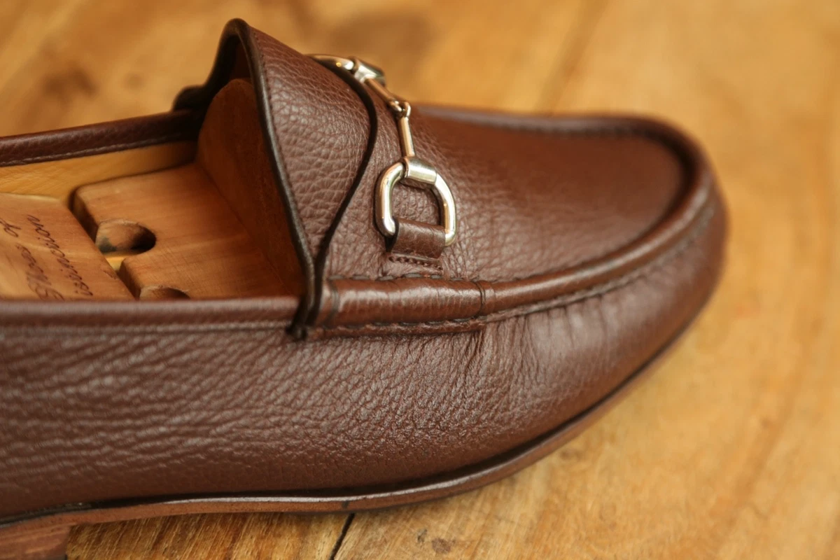 Gucci Men\'s classic dark brown Leather Loafers 9.5 Mens Brown Leather Gucci Loafer Shoes Made in Italy Size 9.5 main image 3