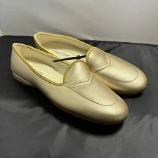 DANIEL GREEN WOMEN'S MEG GOLD COLOR LEATHER SLIP-ON SLIPPERS SIZE 7 M
