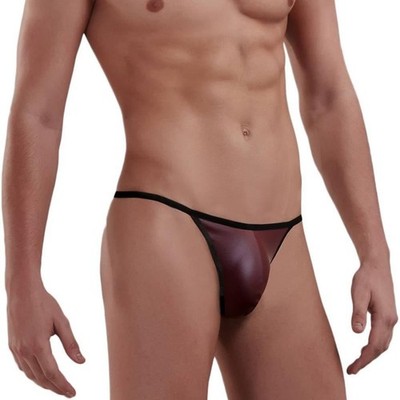 Doreanse Underwear Herren 1326 Space String Tanga Rot Sexy Satin Lederoptik
