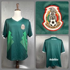 Mexico Soccer Football Jersey Fan Shirt Mens L Large Green Chevron Graphic Print