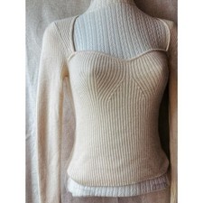 Reformation Glenna Cashmere Sweater Vanilla Cream Sweetheart Rib Knit
