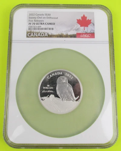 2022 Canada $30 Snowy Owl on Driftwood Robert Bateman 2 Oz Fine Silver Coin- NGC