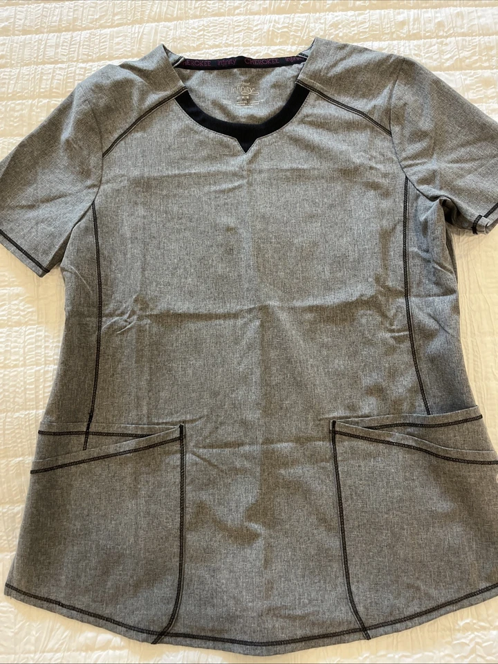 Infinity Gray Heather Women's Scrub Top Medium - Image 2 of 4