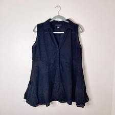 Grace Elements Black Eyelet Sleeveless Tiered...